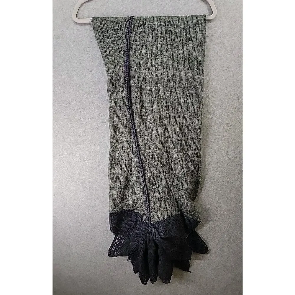 MADISON 88 Blue & Gray Fine Knit Scarf Wearable Art Flower Bow Soft Cottage Core